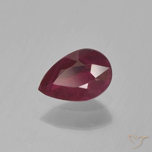 0.48 ct Red Ruby Stone, Natural Ruby in Pear Facet Shape for Sale