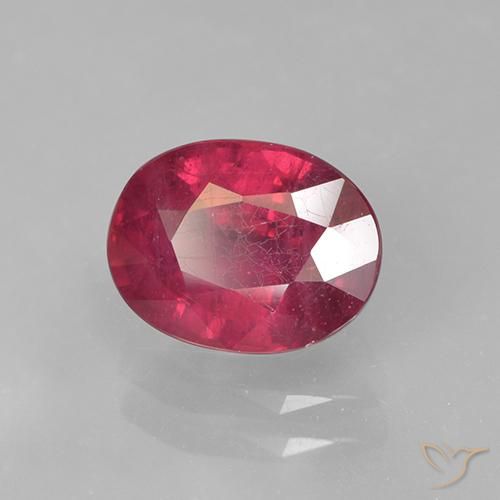 1.73 ct Red Ruby Stone, Natural Ruby in Oval Facet Shape for Sale