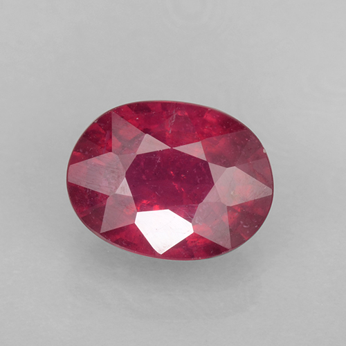ピンクがかったレッド ルビー 宝石 - 1.5ct オーバル ファセット (ID: 502044)