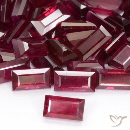 4.48 ctw Red Ruby Stones, Natural Ruby in Baguette Step Cut Shape for Sale