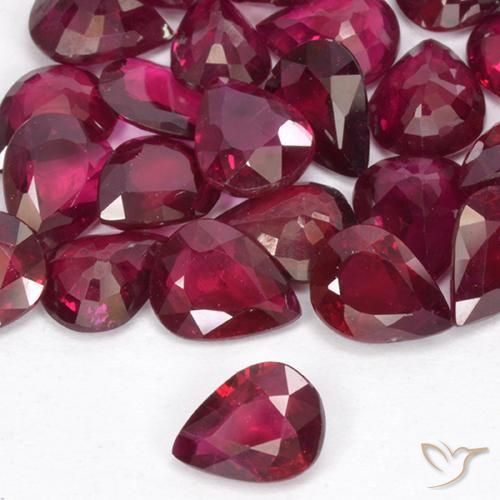 4.05 ctw Red Ruby Stones, Natural Ruby in Pear Facet Shape for Sale