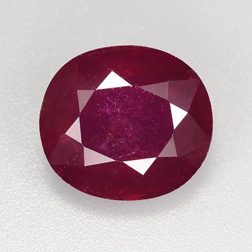 Темно-красный Рубин Камень - 7.6ct Фасетный Овал (ID: 520273)