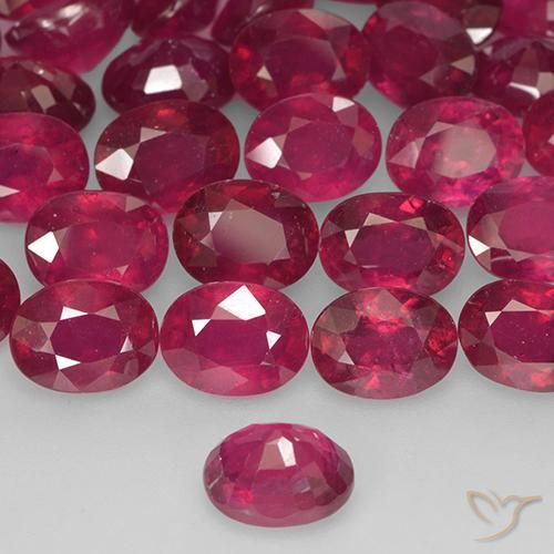 Ruby Gemstones in 8 x 6 mm (calibrated) Size for Sale, Ruby Stones in Medium-Dark Red Color