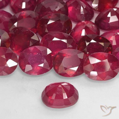 Ruby Gemstones in 9 x 7 mm (calibrated) Size for Sale, Ruby Stones in Medium-Dark Red Color