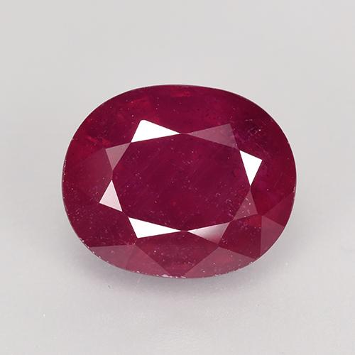 11.1 x 9.2mm Oval Facet Red Ruby from Madagascar, Weight of 6.39ct, Natural fracture filled gemstone in VS-SI Clarity, 1pc Ruby - the Color is Deep Reddish Pink, Mohs Hardness of 9 suitable for daily wear jewelry, Symbolizes Passion and Energy, Photo A