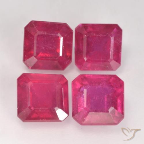 1.60ct Natural Light Red Ruby, Emerald Cut, VS-SI