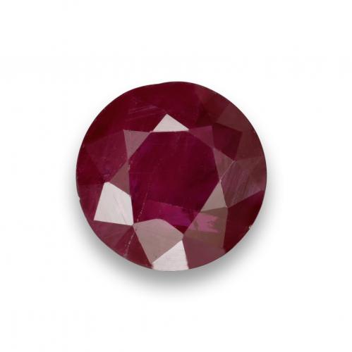 Dark Red Ruby Gem - 0.8ct Round Facet (ID: 537541)