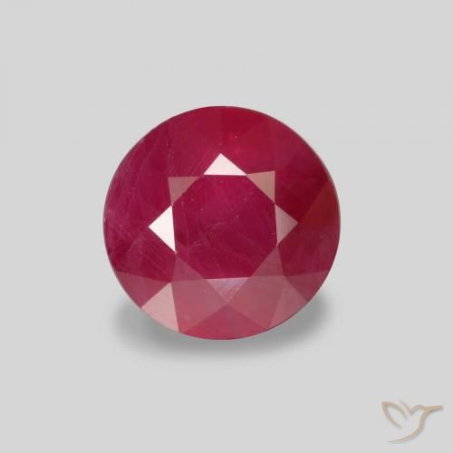 0.87 ct Red Ruby Stone, Natural Ruby in Round Facet Shape for Sale