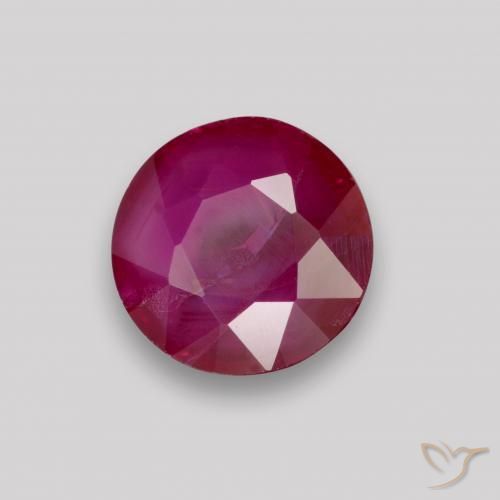 0.89 ct Red Ruby Stone, Natural Ruby in Round Facet Shape for Sale