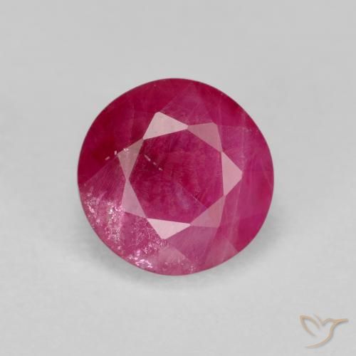 6,3mm runder roter Rubin aus Myanmar, Gewicht von 1,14 ct, natürlicher Edelstein in SI Reinheit, 1 Stück runder Rubin - Farbe: Mittelrot, Mohs-Härte von 9 Geeignet für den täglichen Gebrauch im Schmuck, Symbolisiert Leidenschaft und Energie, Photo A