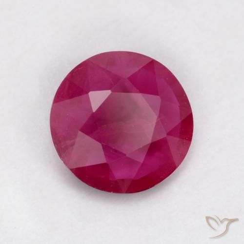 0.54 ct Red Ruby Stone, Natural Ruby in Round Facet Shape for Sale