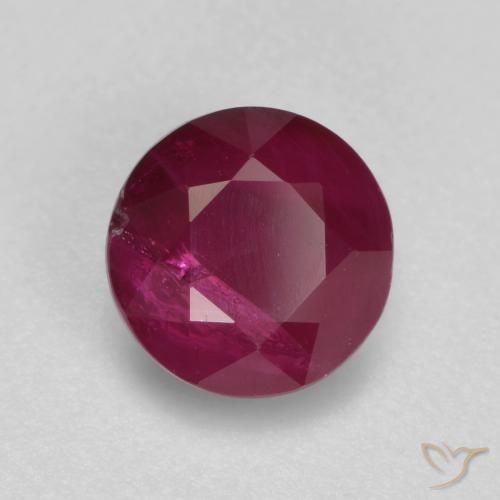 0.94 ct Red Ruby Stone, Natural Ruby in Round Facet Shape for Sale