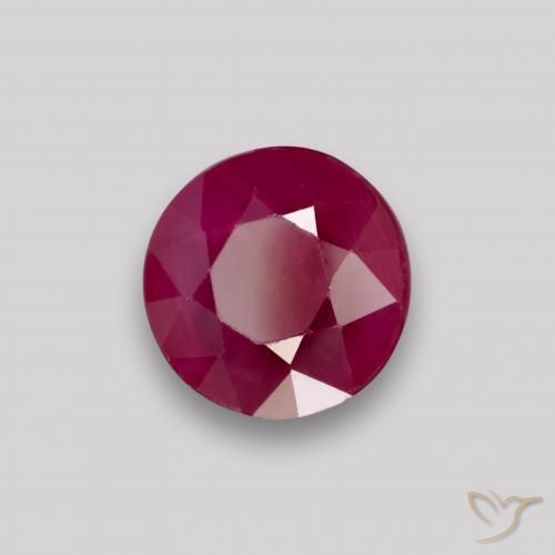0.87 ct Red Ruby Stone, Natural Ruby in Round Facet Shape for Sale