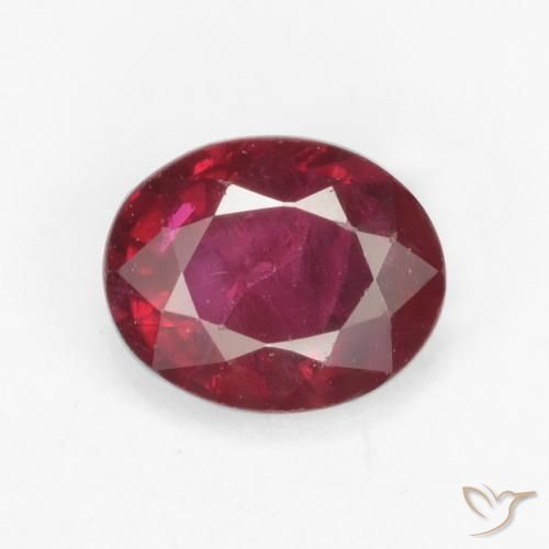 5 x 4.1mm Oval Facet Red Ruby from Myanmar, Weight of 0.47ct, Natural heated Gemstone in VS-SI Clarity, 1pc Ruby - Color: Deep Red, Mohs Hardness of 9 suitable for daily wear jewelry, Symbolizes Passion and Energy, Photo A