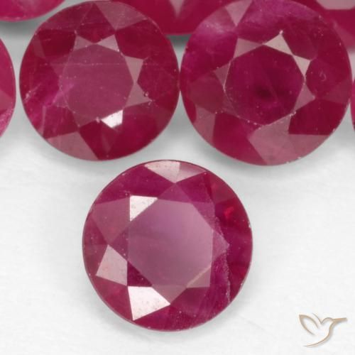 7.76 ctw Red Ruby Stones, Natural Ruby in Round Facet Shape for Sale