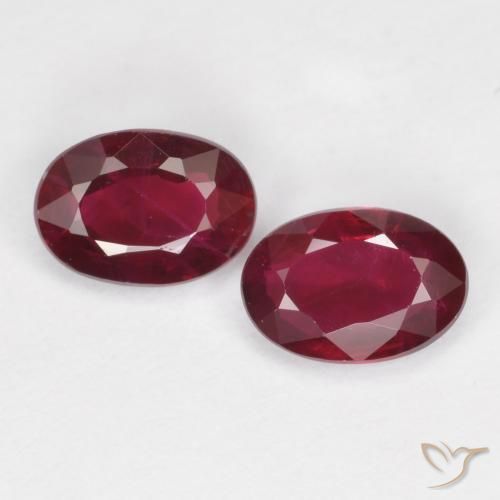 1.11 ctw Red Ruby Gemstones, Ruby Gems in Oval Facet Shape for Sale.