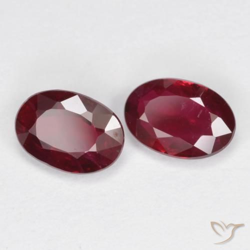 1.11 ctw Red Ruby Stones, Natural Ruby in Oval Facet Shape for Sale