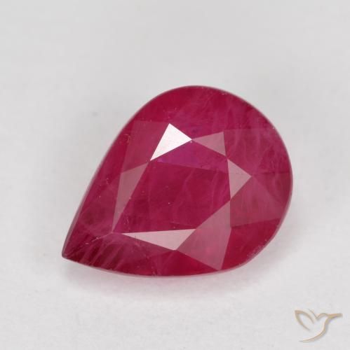 1.04ct Natural Medium Red Ruby, Pear Shape, VS-SI