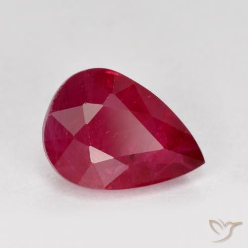 1.08 ct Red Ruby Stone, Natural Ruby in Pear Facet Shape for Sale