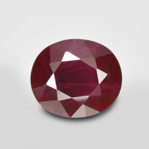 6,9 x 6mm roter Rubin im Ovalschliff aus Myanmar, Gewicht 1,68 ct, Garantiert echter Edelstein in VS-SI Reinheit, 1 Stück Rubin - die Farbe ist Dunkelrot, Mohs-Härte von 9 Geeignet für den täglichen Gebrauch im Schmuck, Jahr des Schwein-Edelstein, Photo A