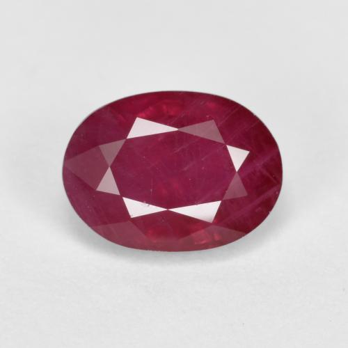 7,2 x 5,3mm roter Rubin im Ovalschliff aus Myanmar, Gewicht 1,26 ct, Garantiert echter Edelstein in VS-SI Reinheit, 1 Stück Rubin - die Farbe ist Tiefrot, Mohs-Härte von 9 Geeignet für den täglichen Gebrauch im Schmuck, Entblocket das Wurzelchakra, Photo A