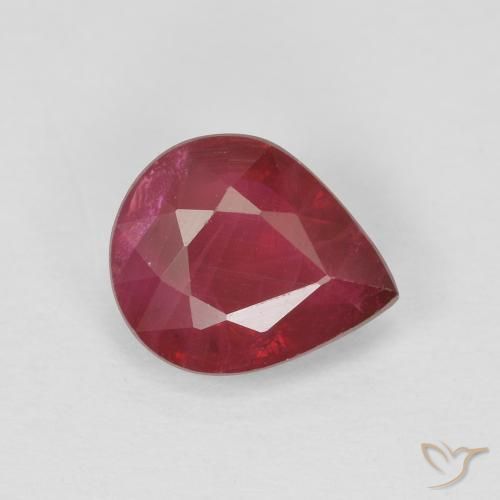 1.37ct Natural Jam Red Ruby, Pear Shape, SI