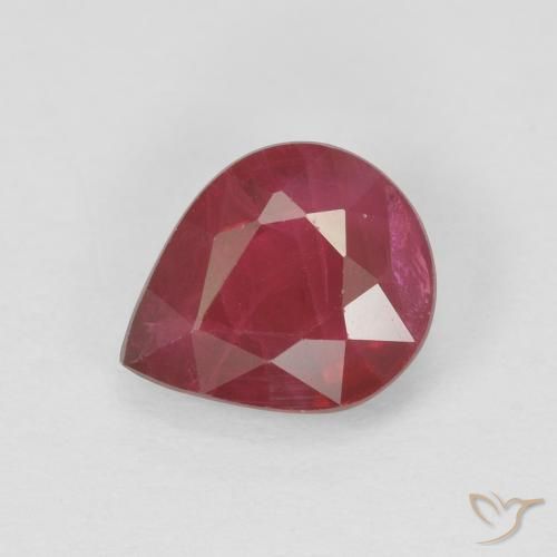 1.37 ct Red Ruby Stone, Natural Ruby in Pear Facet Shape for Sale