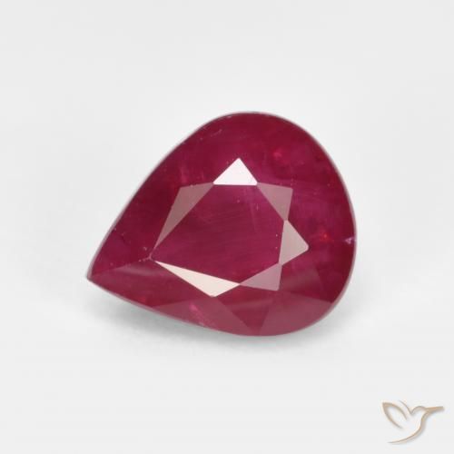 1.28ct Natural Medium Red Ruby, Pear Shape, VS-SI