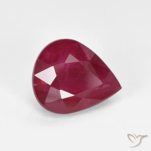 1.28 ct Red Ruby Stone, Natural Ruby in Pear Facet Shape for Sale