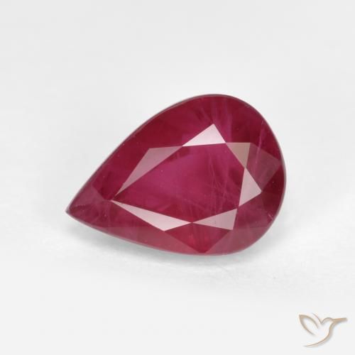 1.07ct Natural Medium Red Ruby, Pear Shape, VS-SI