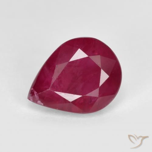 1.12ct Natural Medium Red Ruby, Pear Shape, SI