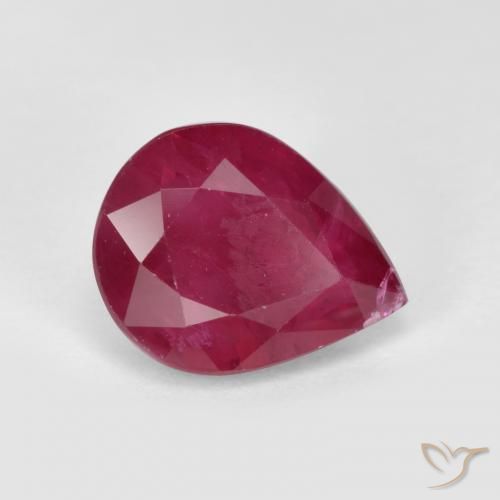 1.12 ct Red Ruby Stone, Natural Ruby in Pear Facet Shape for Sale