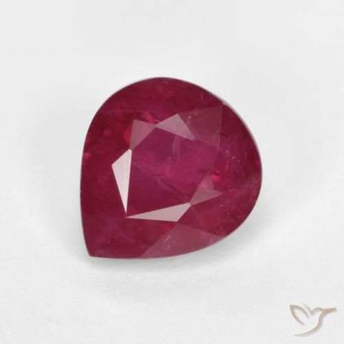 1.24ct Natural Medium Red Ruby, Pear Shape, SI