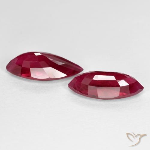 Ruby Gemstones in 9.7 x 4.5 mm Size for Sale, Ruby Stones in Medium-Dark Red Color