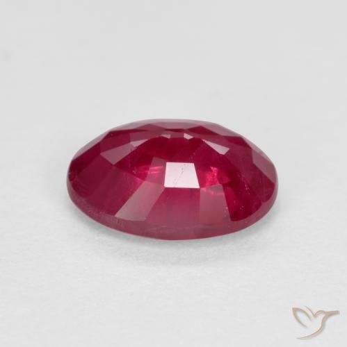 Ruby Gemstone in 7 x 5 mm (calibrated) Size for Sale, Ruby Stone in Medium Dark-Red Color