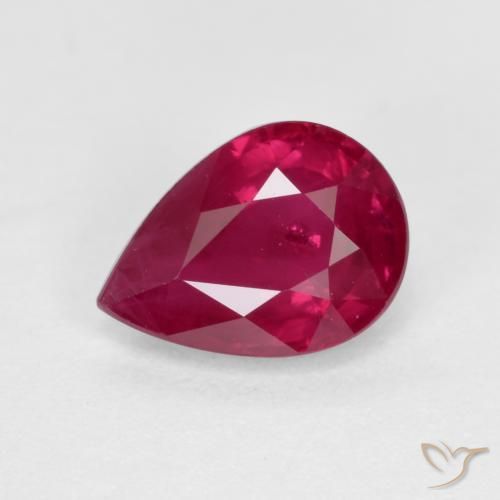 1.01 ct Red Ruby Stone, Natural Ruby in Pear Facet Shape for Sale