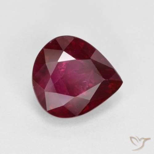 1.15 ct Pear Cut Ruby, 6.7 x 6.1 mm From Myanmar, Photo A