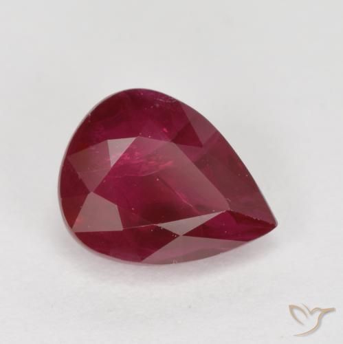 1.04 ct Pear Cut Ruby, 6.7 x 5.3 mm From Myanmar, Photo A