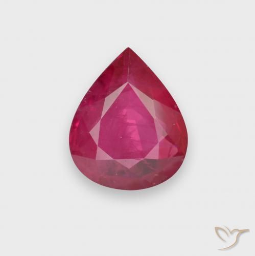 0.84 ct Red Ruby Stone, Natural Ruby in Pear Facet Shape for Sale