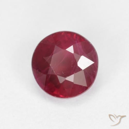0.44 ct Red Ruby Stone, Natural Ruby in Round Facet Shape for Sale