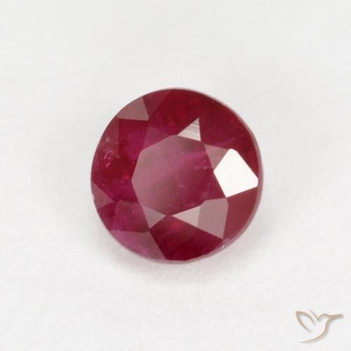 0.49 ct Red Ruby Stone, Natural Ruby in Round Facet Shape for Sale