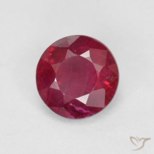 0.41 ct Red Ruby Stone, Natural Ruby in Round Facet Shape for Sale