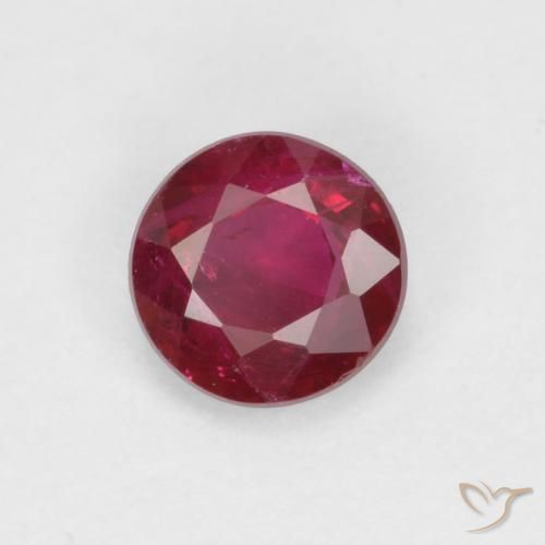 0.34 ct Red Ruby Stone, Natural Ruby in Round Facet Shape for Sale