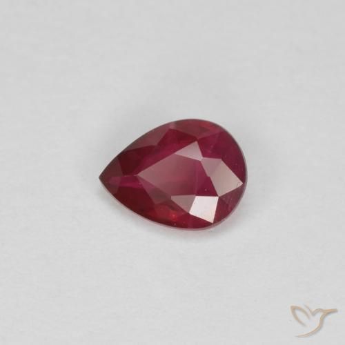 0.30ct Natural Deep Red Ruby, Pear Shape, VS-SI