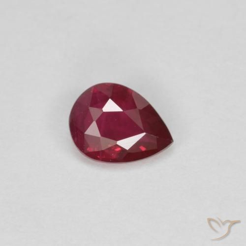 0.30 ct Red Ruby Stone, Natural Ruby in Pear Facet Shape for Sale