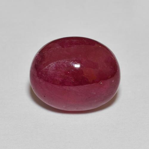 5.27ct Oval Cabochon Red Ruby from Madagascar, Dimension 10.8 x 8.9mm, Natural fracture filled Gemstone, Translucent Clarity, 1 piece Ruby in Dark Red Color, Mohs Hardness of 9 suitable for daily wear jewelry, Traditional December Birthstone, Photo A
