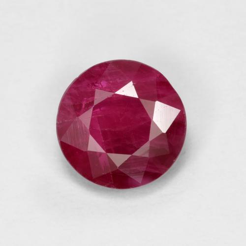 5.9mm Round Facet Red Ruby from Myanmar, Weight of 0.8ct, Natural heated Gemstone in VS-SI Clarity, 1pc Ruby - Color: Dark Red, Mohs Hardness of 9 suitable for daily wear jewelry, Unblocks Root Chakra, Photo A