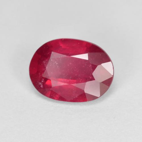 ミディアムレッド ルビー 宝石 - 1.6ct オーバル ファセット (ID: 613933)