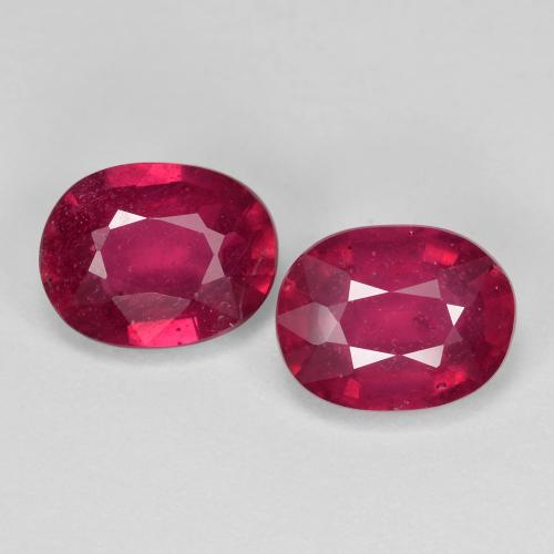 Deep Reddish Pink Ruby Gem - 1.7ct Oval Facet (ID: 614415)