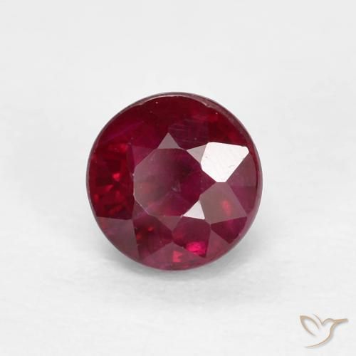 0.41 ct Red Ruby Stone, Natural Ruby in Round Facet Shape for Sale